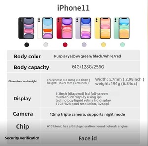 <span class=keywords><strong>iPhone</strong></span> <span class=keywords><strong>11</strong></span> usato all'ingrosso, versione USA sbloccata, 99% nuovo, 5G, telefono cellulare da 6,1 <span class=keywords><strong>pollici</strong></span>, adatto per <span class=keywords><strong>iPhone</strong></span> <span class=keywords><strong>11</strong></span> 128GB 64GB 5G - Product Image 6