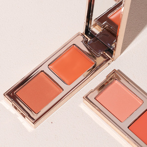 Professional Dual-Texture Waterproof Face Blusher Highly Pigmented Long Lasting Velvet <b>Matte</b> Dewy Glow Hybrid <b>Blush</b> Powder - Product Image 1