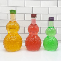 Bouteille en verre transparente en forme de gourde, à double bulbe, pour jus, boissons, cocktails et jus de fruits