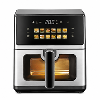 Friteuse à air numérique 6L 1600W avec 12 programmes prédéfinis, fenêtre visible, double chauffage supérieur et inférieur, appareil de cuisine en acier inoxydable