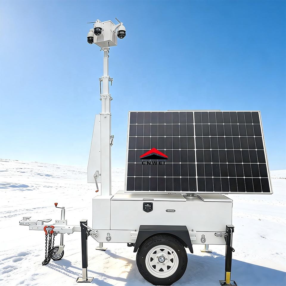 Rainy Weather Monitoring Solar Powered Panels Camera Trailers Foldable ...