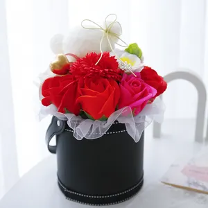 Benutzer definierte runde Seife Blume Rose Papier Box Tube für die Verpackung Geschenk Kuchen Eimer Muster Zylinder konservierte Rose