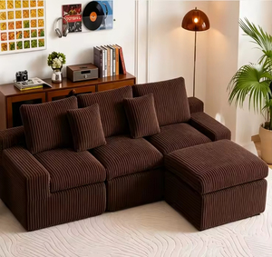 Sofá Cama Moderno de Lujo en Terciopelo en Forma de L, con Funciones Ajustables y Diseño Duradero para Sala de Estar, Sofá sin Estructura - Product Image 2