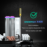 Refroidisseur d'air pour processeur SNOWMAN OEM, 4 caloducs et dissipateur thermique en cuivre, ventilateur de processeur avec éclairage LED RVB pour le refroidissement du boîtier de PC