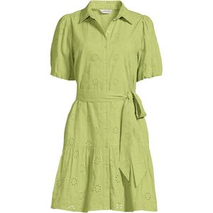 Vestido Camisero de Mujer FOXA con Manga hasta el Codo, Ojales, Largo hasta la Rodilla, Cintura Natural, Cuello Vuelto, Transpirable, Tejido, Casual para Uso Diario - Product Image 4