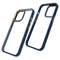 Étui de protection de luxe transparent de haute qualité, design blindé écologique, épaisseur 2 mm, en acrylique givré avec bordure en TPU et boutons en alliage pour