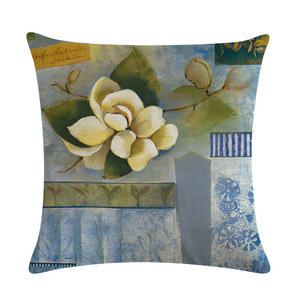 Funda de cojín de lino y algodón geométrico 45x45cm flor fresca impresa decoración del hogar fundas de almohada posicionadores funcionales - Product Image 3