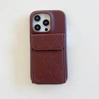 Étui de téléphone portable antichoc en cuir PU à motif litchi tendance avec porte-cartes pour iPhone 17/16E/15 Pro Max/13/12/8/7/11/14 Plus pour fille