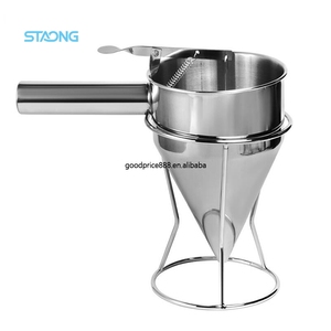 Distributeur de pâte à crêpes en acier inoxydable avec support, entonnoir à piston pour pâtisserie - Product Image 1