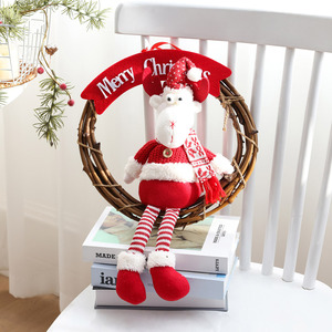 Elegant Elk <b>Door</b> Hanging <b>Christmas</b> <b>Wreath</b> with Snowman Luxury Festive Ring Decor for Front <b>Door</b> and Tree - Product Image 4