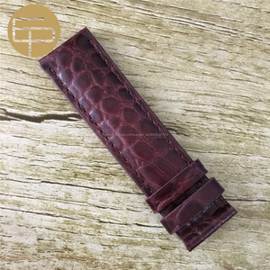 16 18 20 22 24mm venta al por mayor de moda piel de cocodrilo genuino becerro cuero reloj bandas pintada con borde - Product Image 6