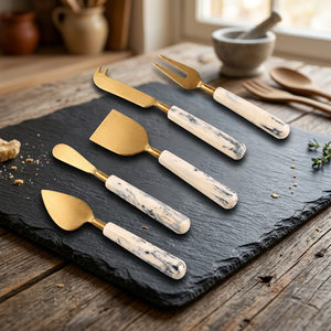 <b>Marble</b> Handle Cheese Knife Set Stainless Steel Cheese <b>Cutter</b> Fork Spreader Serving Tools for Kitchen Party - Product Image 6