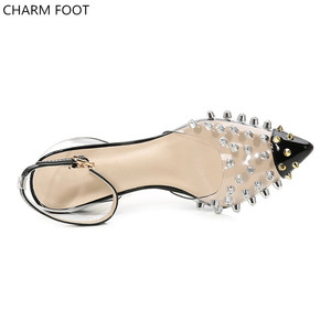 Sandalias de Tacón Alto Transparentes con Remaches para Mujer, Estilo Sexy, 2020 - Product Image 5