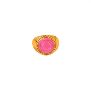 แหวนแฟชั่น สแตนเลสสตีล 316L ชุบทอง PVD ประดับพลอยสีชมพู ทนทาน ยั่งยืน - Product Image 2