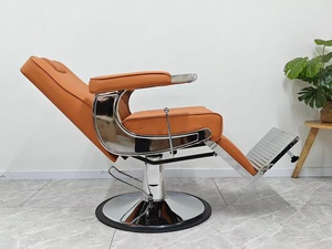 Antique Style Ergonomic Reclining Height <b>Adjustable</b> 360 Degree Swivel Stainless Steel Frame Barber Chair Heavy-Duty Hydraulic - Product Image 3