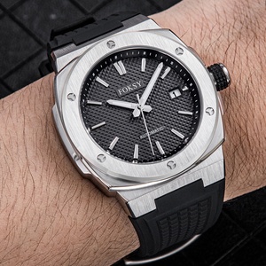 Montre mécanique automatique en acier inoxydable avec bracelet en silicone de luxe, logo personnalisé, vente en gros OEM/ODM pour hommes - Product Image 1