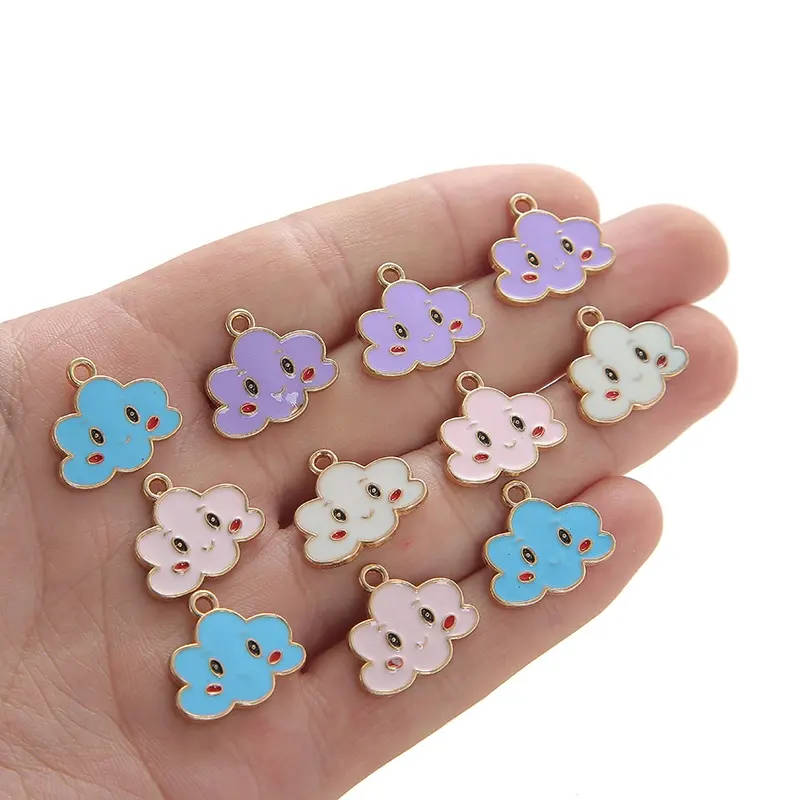 DIY Best selling cute alloy Smiling face clouds pendant Charms Earring Bracelets For Necklaces Jewelry Accessories Enamel charms