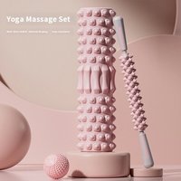 Rouleau en mousse EVA avec bâton de massage et balle de point de pression, portable et durable pour la relaxation musculaire des tissus profonds