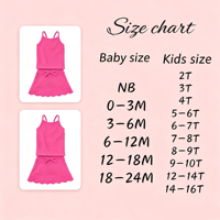 Ensemble d'été pour filles DH ODM, couleur unie vibrante, extensible dans les 4 sens, débardeur à fines bretelles et jupe à volants, vente en gros de vêtements