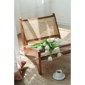 נורדי קיין כיסא משענת כיסא אוכל מוצק דובדבן עץ יפני סלון ריהוט פנאי כיסא