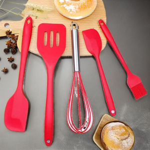 Nuevo juego de cinco utensilios de silicona para hornear: espátula, brocha para aceite, pala para carne, batidor de huevos, resistente a altas/bajas temperaturas - Product Image 2