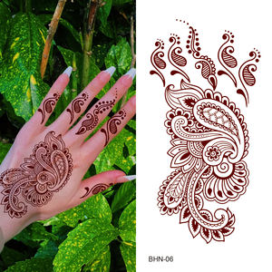 Adesivos de Tatuagem Temporária de <span class=keywords><strong>Henna</strong></span> Marrom Personalizados Padrão de Renda Tatuagens Falsas Flor de Mandala Misteriosa e Sexy Adesivo de <span class=keywords><strong>Henna</strong></span> à Prova d'Água - Product Image 4