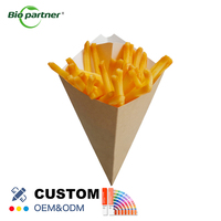 Vasos Desechables de Papel Kraft para Papas Fritas, Conos para Waffles, con Bolsillo para Salsa