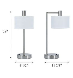Đèn Bàn Sắt Cạnh Giường Hiện Đại Có Cổng USB Và Đèn Bàn Bằng Niken Chải Bóng Râm Cho Phòng Ngủ Và Văn Phòng - Product Image 3