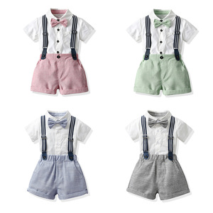 Ensemble 2 pièces décontracté pour garçons : chemise à carreaux et short en jean – Collection 2026 - Product Image 2