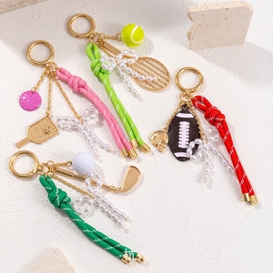 Porte-clés en corde tressée pour ballons de football, rugby, pickleball, tennis, raquettes de tennis et raquettes de pickleball, avec breloques mignonnes en corde de nylon pour porte-clés - Product Image 2