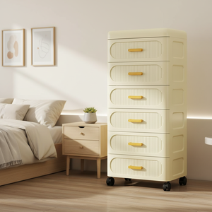 Meuble de rangement multifonctionnel à <span class=keywords><strong>6</strong></span> <span class=keywords><strong>tiroirs</strong></span> en <span class=keywords><strong>plastique</strong></span> avec roulettes, design moderne, pour vêtements et articles divers - Product Image 4