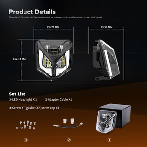 Faro Delantero LED DRL Enduro Supermoto con Certificación E-Mark, Actualización para Motocicletas <span class=keywords><strong>Husqvarna</strong></span> <span class=keywords><strong>FE</strong></span> TE Serie 701 de 2016-2023 - Product Image 3