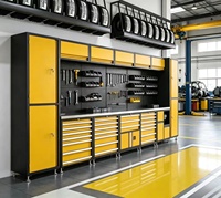 Atelier de réparation automobile : Système de gestion d'outils modulaire personnalisable pour postes de travail intensifs dans les ateliers de réparation automobile