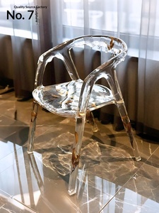 Chaise de salle à manger en résine transparente de style italien, design goutte d'eau, pour villa, salon, mobilier d'intérieur - Product Image 1