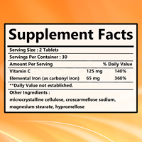 Comprimés de fer à marque privée OEM : Favorise l'absorption du fer, soutient le métabolisme énergétique, suppléments de fer à la vitamine C