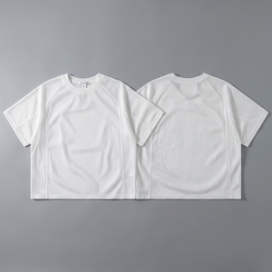 เสื้อยืดผู้ชายทรงโอเวอร์ไซส์ ผ้าถัก ระบายอากาศดี สีพื้น แขนสั้น คอกลม สไตล์ลำลอง สตรีทแวร์ - Product Image 3