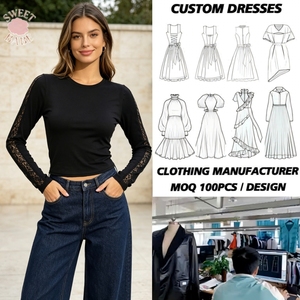 SWEET BABE Women Fashion Crew Neck Lace <b>Patchwork</b> Long Sleeve Slim Fit Crop <b>Top</b> Elegant Basic Casual Streetwear Blouse - Product Image 1
