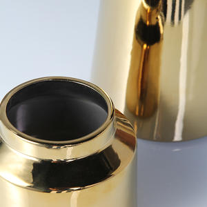 Vente en gros de vases à fleurs de mariage les plus récents centre de table décoration de table vase en céramique dorée de luxe pour la décoration - Product Image 5