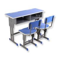 Ensemble de bureau et chaise double moderne et durable en métal et bois pour salle de classe (vente en gros)
