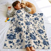 Selimut Flanel Fleece untuk Sofa Tempat Tidur, Motif Bunga Vintage Musim Semi, Selimut Botani Nyaman dan Lembut untuk Dewasa Wanita