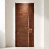 Porte intérieure en bois massif Merbau de luxe, style Mid-Century Modern, brun foncé, à lattes verticales, pour chambre et villa, OEM