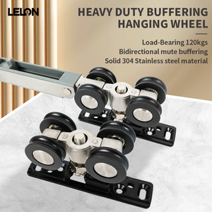 Nhiệm vụ nặng nề mang 120kg đôi cách đệm van điều tiết ròng rọc cửa trượt con lăn đường sắt Kit cho cửa gỗ theo dõi con lăn - Product Image 1