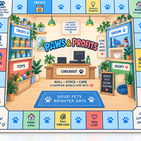 Paws & Profits Couple Pet Store Co-op Board Game - Jeu de société éducatif et stratégique avec des composants réutilisables et recyclables