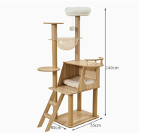 Arbre à chat en bois compact avec griffoir et maisonnette intégrés, design capsule spatiale, ne prend pas de place