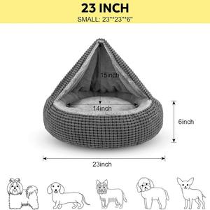 Vente en gros de paniers pour animaux de compagnie en coton PP écologique, motif uni, fourrure longue et moelleuse pour l'hiver, nid pour <span class=keywords><strong>chien</strong></span> et chat, lit pour chat, grotte en carton - Product Image 2
