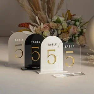 Custom Modern Wedding Decor Clear Acrylic Diy Table Numbers Display Stand Wedding Sign Holder