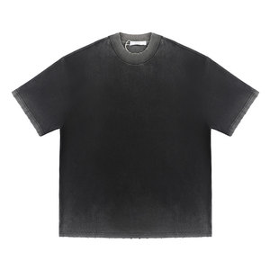 T-shirt col ras du cou personnalisé avec logo 425g pour homme, en coton épais vintage, effet délavé - Product Image 2