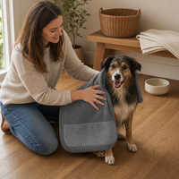 Serviette de bain de luxe à séchage rapide pour animaux de compagnie, en microfibre, pour chiens et chats, enveloppante, extra large, avec poches pour les mains, pour salle de bain, intérieur et extérieur