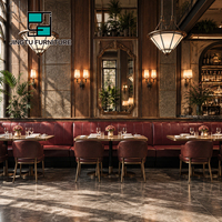 Ensemble de banquettes de restaurant en cuir bordeaux capitonné, banquette longue pour steakhouse, personnalisable, OEM, vente en gros, fabricant chinois