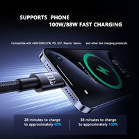 Câble de charge rapide USB-C 100W 6A 1m/3FT 2m/6FT en nylon tressé pour ordinateur portable, téléphone, double Type-C, câble de données pour écouteurs